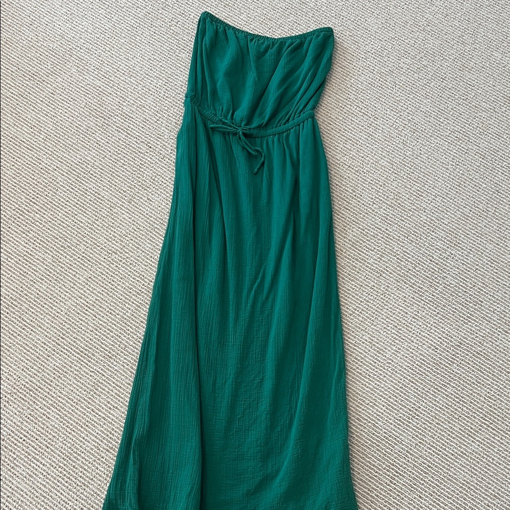 JCrew Green cotton Strapless Dress with pockets